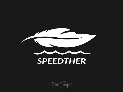 Speedther abstract boat company feather floating identity marine nautical negative space logo pandhegaz race sea speed summer tour tourism transport transportation vacation wave