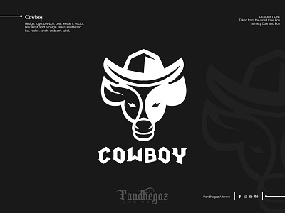 COWBOY boy cow cowboy design double meaning dual meaning emblem hat illustration logo negative space logo pandhegaz ranch rodeo texas vector vintage west western wild