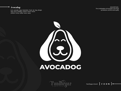Avocadog avocado cartoon design dog donut double meaning logo dual meaning logo food icon illustration isolated logo negative space logo pandhegaz pizza set sign symbol vector