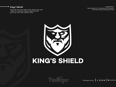 King's Shield business crown design double meaning logo. dual meaning logo elegant emblem icon king logo luxury negative space logo pandhegaz royal s shield sign symbol vector vintage