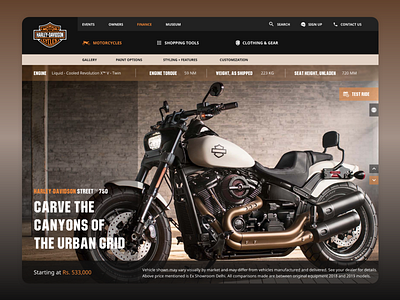 Harley Davidson  - Hero Section Concept Design