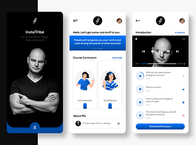 InstaTribe App - Build your personal brand and grow your Insta app app design blue branding clean ui design gradient illustration instagram logo minimal mobile mobile ui modern photography trending typography ui design uiux ux design