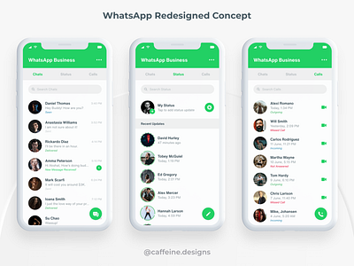 WhatsApp Redesigned Concept app appdesign clean ui design facebook minimal mobile mobile app mobile ui mobileappdesign modern redesign socialmedia trending ui design uidesign uiux ux design uxdesign whatsapp