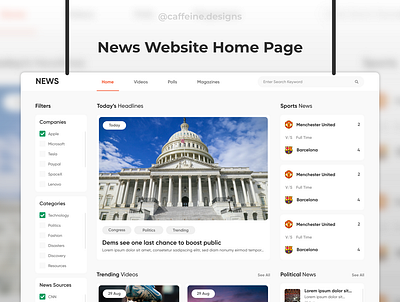 News Website Home page branding clean ui design home homepage minimal modern news news app newsfeed newspaper trending typography ui design uidesign uiux uxdesign web website whitespace