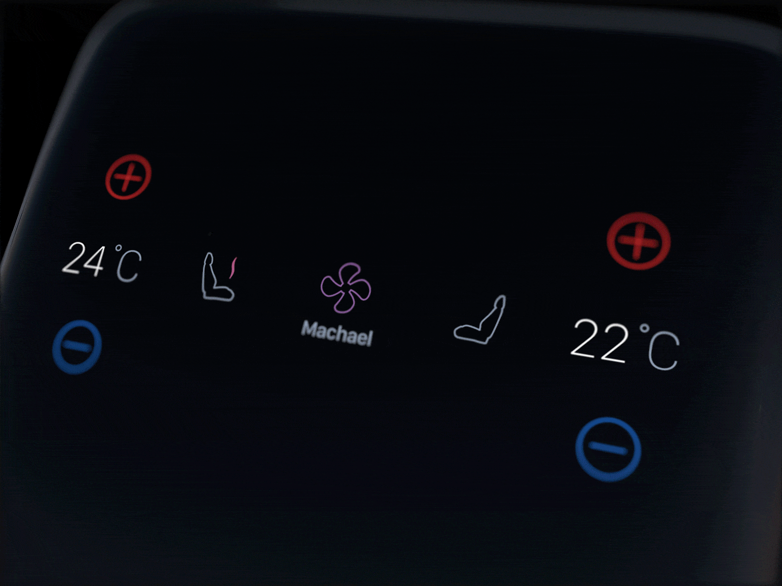 Automotive AC - HMI 3d air conditioning system animation car design gif hmi machael particular temperature tesla ui