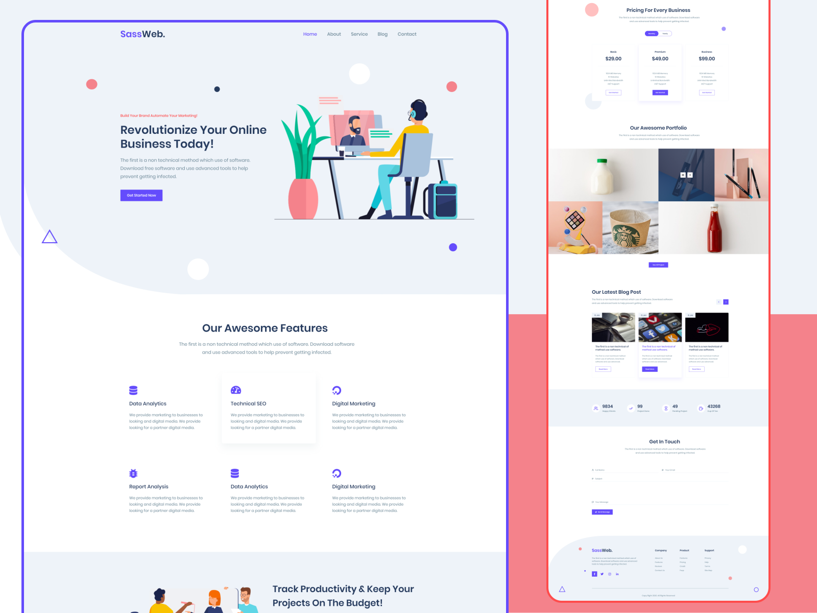 Sass web landing page concept by Shafiq Hammad on Dribbble