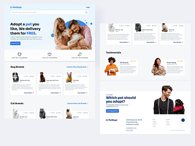 Pet Adoption Web App - UI/UX Design appdesign pet adopt pet app pet landing page pet shop ui ui inspiration uidesign uiuxdesign ux web design webapp webdesign