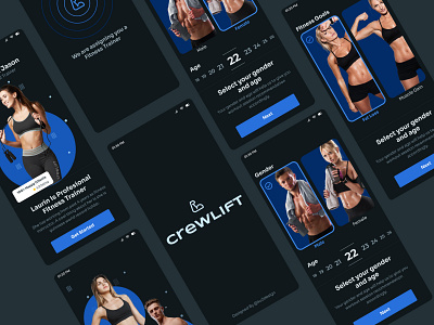 Crewlift Fitness App Onboarding (Dark Mode)