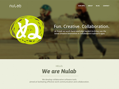 Nulab Website Design big image big text green homepage nulab slideshow software startup web website white