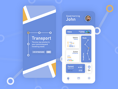 On the Subway app blue boxes clean design mobile mobile app modern public transport rounded subway train transport transportation tube ui ux yellow
