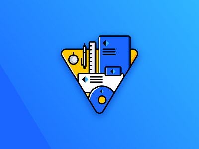 Icon design for personal website — Brand Identity Icon 2d blue brand identity design icon iconography icons illustration illustrator ui vector yellow