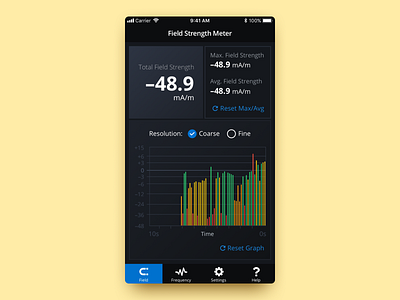 Field Strength Meter - iOS Mobile App UI Design