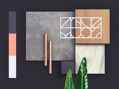 Colors and textures 3d brand branding collage concrete design identity interior leaf marble materials palette pattern shop showroom stone store textures wood