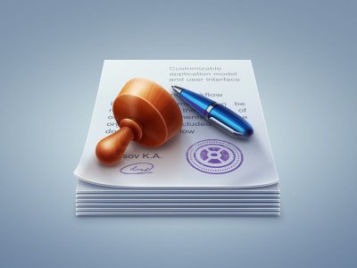 Windows app icon "Document Workflow" app icon office paper pen stamp windows