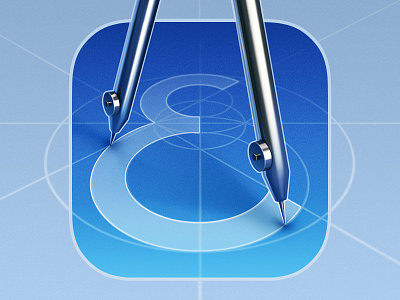 Euclidea iOS app icon app blue circle compass euclid game geometric icon ios ipad metal straightedge
