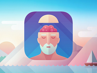 Psychological tests iOS icon app brain flat head icon ios iphone man mountain portrait psychological sea