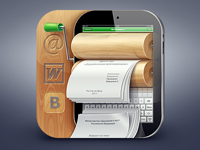 My Referats iOS icon 3d abstacts document glass ios icon ipad ipad icon mail paper print referats vk wood word