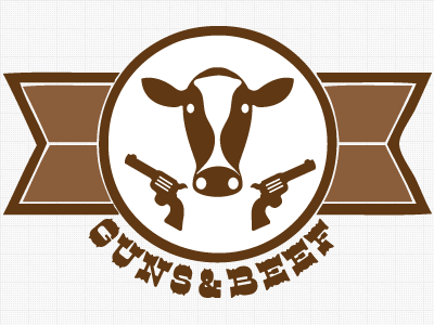 Guns & Beef barbecue bbq beef brown guns icon logo simple texture