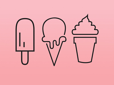 Ice Cream Love cone ice cream ice cream cone icon line drawing pink
