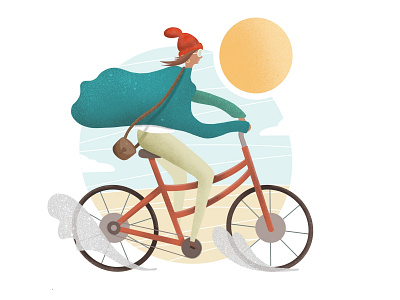 Biker bike design drawing illustration illustrazione inspiration lady sun