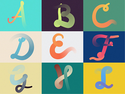 Alphabet 1/3 colors curvy gradient illustrator letters smooth