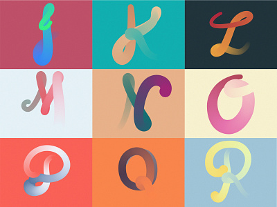 Alphabet 2/3 colors curve gradients illustrator letters smooth