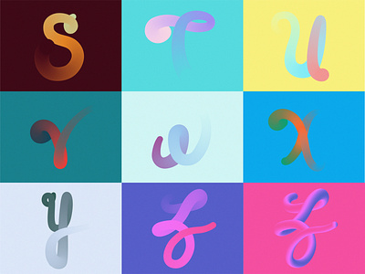 Alphabet 3/3 colors curvy gradients illustrator letters smooth
