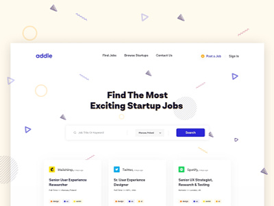 addle jobs clean design job jobs landing page minimal search style typography ui user interface design ux web