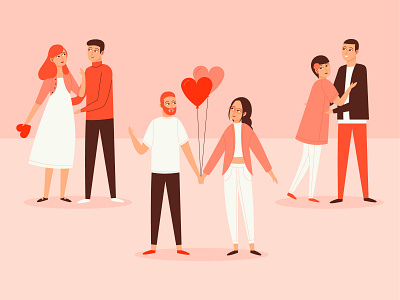 Valentine's Day couples character design couple design flat flat illustration illustration love valentines day vector