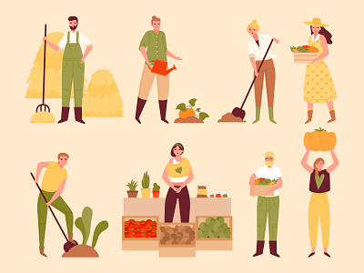 Organic farming character design characters design flat flat illustration illustration illustrations organic farm vector