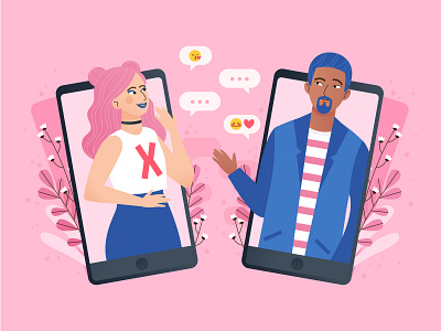 Dating app character design characters couple dating dating app datingapp design flat flat design flat illustration illustration vector