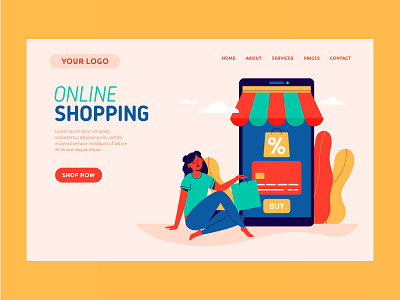 Online shopping character design characters design flat flat illustration illustration landing page landing page design vector web