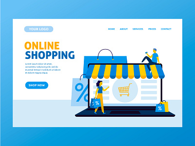 Online shopping landing page character design characters design flat flat illustration illustration landing page landing page design people vector