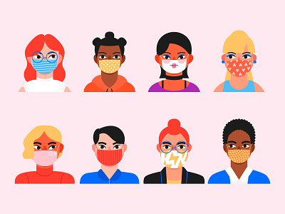 People wearing face masks character design characters coronavirus covid covid 19 design face mask flat flat design flat illustration illustration masks people vector