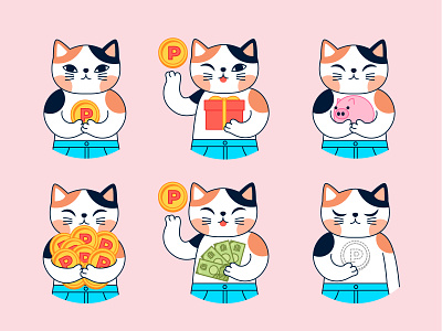 Japanese cat character stickers animals illustrated cat character design characters design flat flat design flat illustration illustration japanese stickers vector