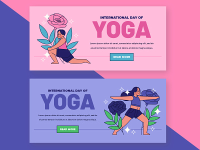 Yoga banners banners character design characters flat flat illustration illustration vector yoga