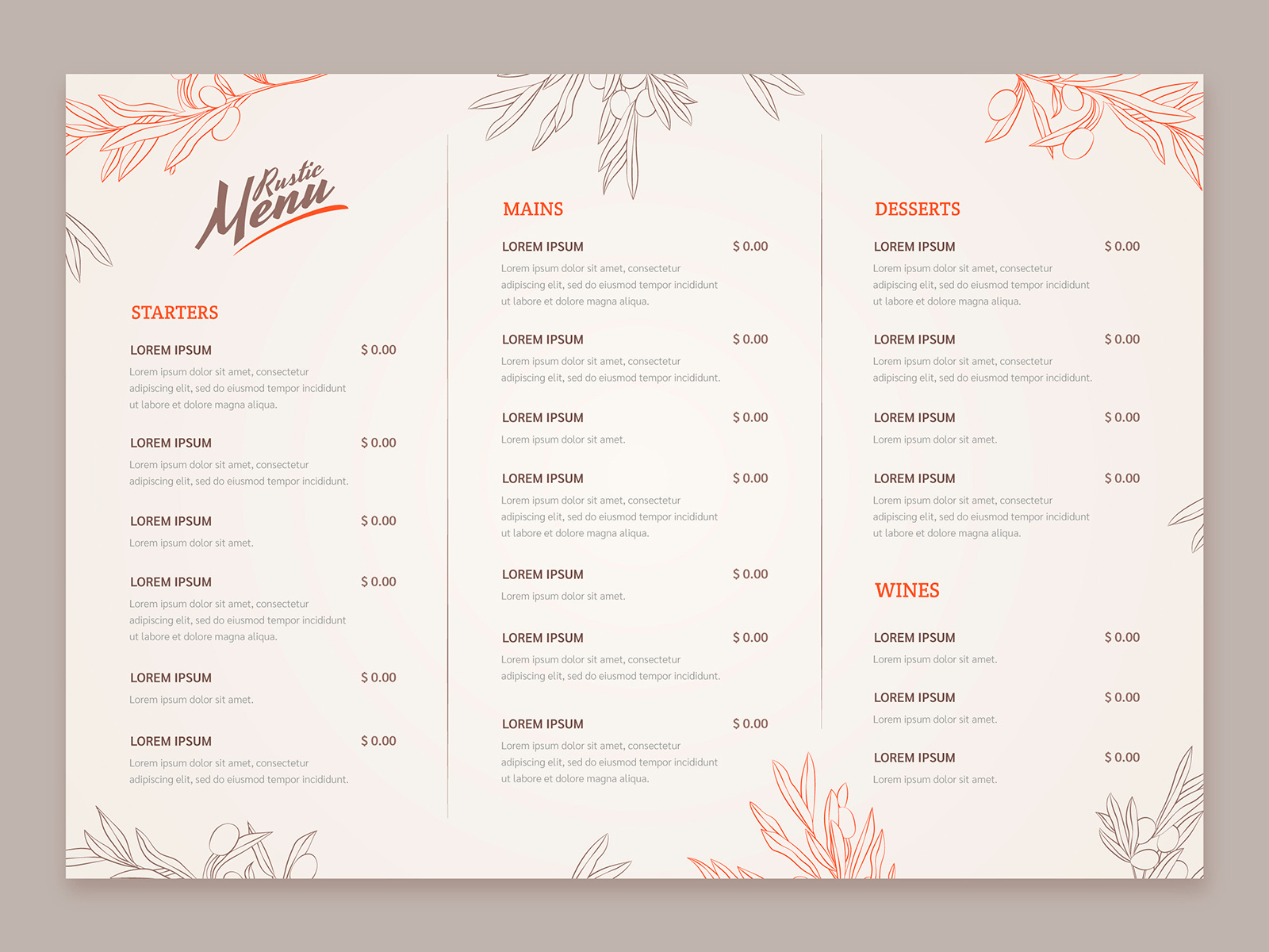 Rustic menu template by Carolina Valtuille on Dribbble