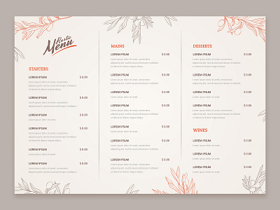 Rustic menu template hand drawn menu rustic template vector