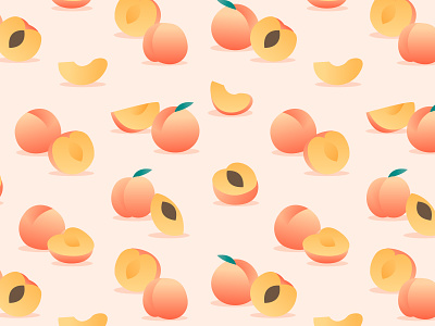 Peach pattern design flat fruit illustration pattern peach vector