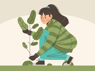 Tree planting character design characters design flat flat illustration illustration vector