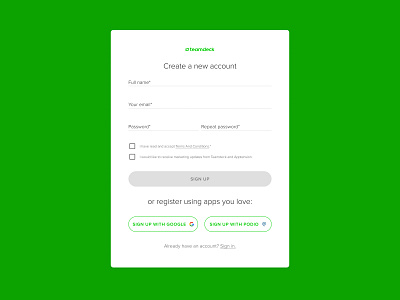 Teamdeck sign up app apptension login login form modal new account register registration registration form sign up signup signup form teamdeck ui design uidesign ux ux design uxdesign