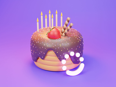 Delicious birthday cake 3d 3dart armin arminkhorsandipour blender cake design flat graphic design minimal modeling