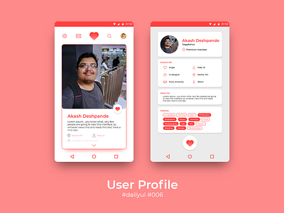 100 Days of UI Challenge - day 06 - User Profile
