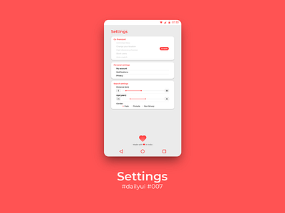 100 Days of UI Challenge - day 07 - Settings