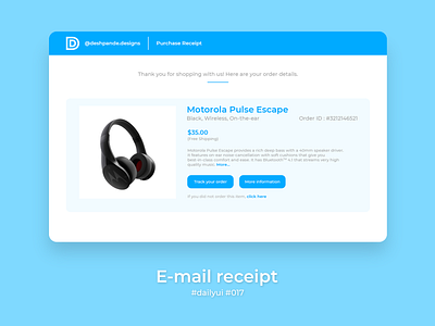 100 Days of UI Challenge - Daily UI - day 17 - E-mail Receipt