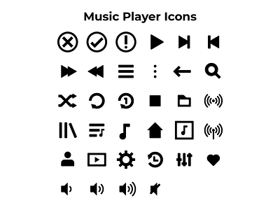 Music Player Icons android app branding design icon icondesign icondesigner illustration illustrator music musicplayer photoshop vector