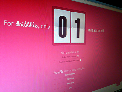 x1 Dribbble Invite counter dribbble giveaway invite one