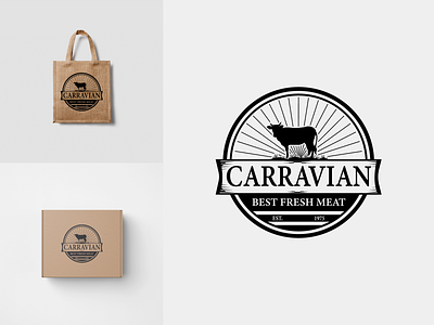 CARRAVIAN black and white branding design farmers market food label food logo icon logo minimal retro logo vintage logo