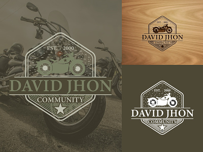 DAVIDJHON branding design icon logo minimal mockups motorcycle retro logo vintage badge vintage design vintage logo