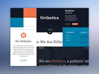 Orthotica Style Tile blue button design flat orange style tile typography ui web